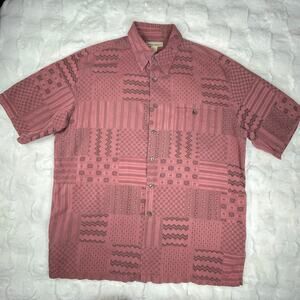 🔥Kona Kai Silk Coastal Hawaiian Beach Summer Camp Geometric Tribal Print Shirt